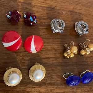 Conversation starters! Six beautiful pair of clip-on earrings
